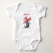 Whimsical Ski Penguin Baby Bodysuit ベビーボディスーツ (正面)