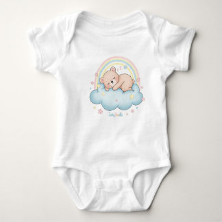 Whimsical Sleeping Bear on Cloud Baby Bodysuit  ベビーボディスーツ