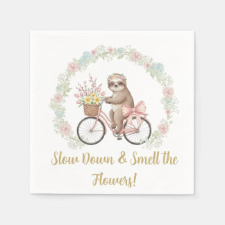 Whimsical Sloth & Floral Baby Shower Paper Napkins スタンダードカクテルナプキン