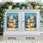 Whimsical Smiling Snowmen Houses DW9L Decoupage 薄葉紙