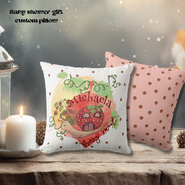 Whimsical Snail & Strawberry Nursery Decor Pillow クッション