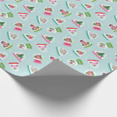 Whimsical Snow Globes in Aqua Blue Pattern ラッピングペーパー (角)