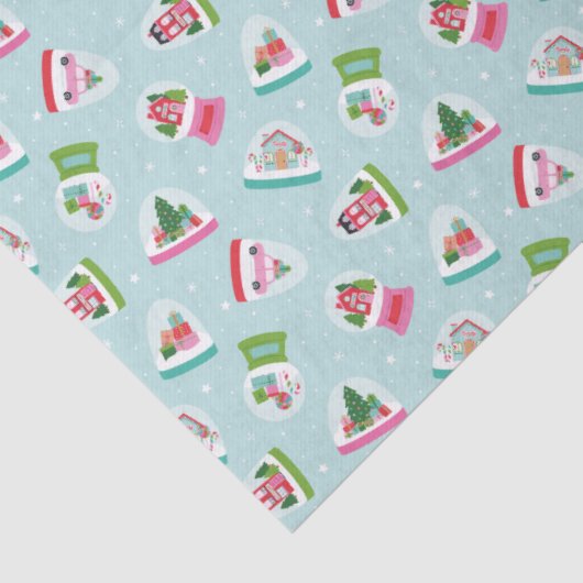 Whimsical Snow Globes in Aqua Blue Pattern 薄葉紙 (詳細)