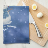 Whimsical Snow Man Merry Christmas キッチンタオル (四つ折り)