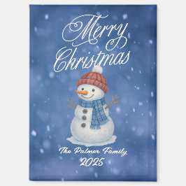 Whimsical Snow Man Merry Christmas マグネット