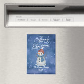 Whimsical Snow Man Merry Christmas マグネット (インサイチュ (食洗機))