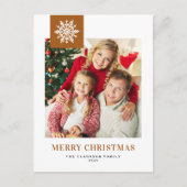 Whimsical Snowflake Burnt Orange Christmas Photo シーズンポストカード (正面)