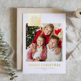 Whimsical Snowflake Tag Merry Christmas Photo 箔シーズンカード