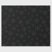 Whimsical Snowflakes Christmas Pattern Black ラッピングペーパー (フラット)