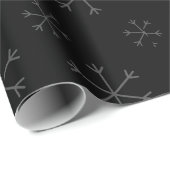 Whimsical Snowflakes Christmas Pattern Black ラッピングペーパー (ロールコーナー)