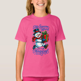Whimsical Snowman Christmas Tee Festive Holiday Tシャツ