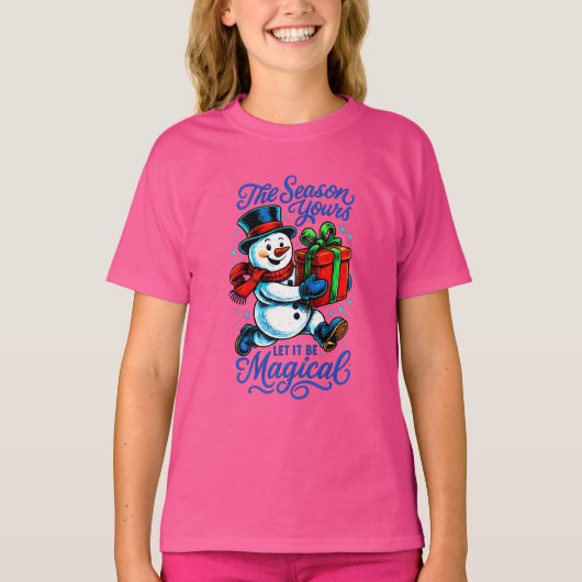 Whimsical Snowman Christmas Tee Festive Holiday Tシャツ (正面)