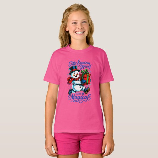 Whimsical Snowman Christmas Tee Festive Holiday Tシャツ (正面フル)