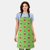 Whimsical Snowman Cupcake Apron エプロン (着用した状態)