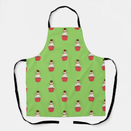 Whimsical Snowman Cupcake Apron エプロン