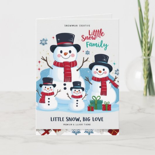 Whimsical Snowman Family of 4 Folded Christmas カード (正面)
