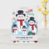 Whimsical Snowman Family of 4 Folded Christmas カード (黄色い花)