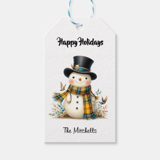 Whimsical Snowman Holiday Gift Tag ギフトタグ (正面)