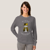 Whimsical Snowman in Gold Merry Christmas  Tシャツ (正面フル)