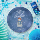 Whimsical Snowman Merry Christmas ペーパープレート (パーティー)