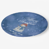 Whimsical Snowman Merry Christmas ペーパープレート (アングル)