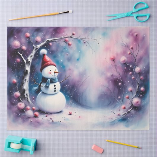Whimsical Snowman | Pastel Winter Christmas 薄葉紙 (クラフト)