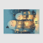 Whimsical Snowman Topped Houses DX1L Decoupage 薄葉紙 (正面)