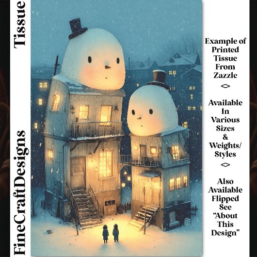 Whimsical Snowman Topped Houses DX1L Decoupage 薄葉紙
