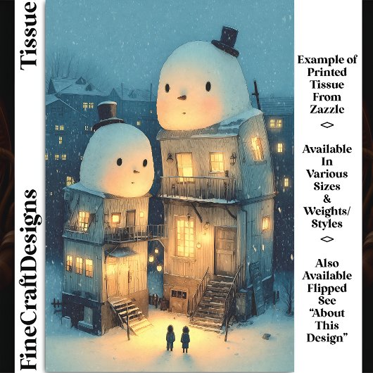 Whimsical Snowman Topped Houses DX1R Decoupage 薄葉紙