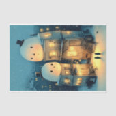Whimsical Snowman Topped Houses DX1R Decoupage 薄葉紙 (正面)