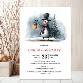 Whimsical Snowman with Lantern Christmas Party 招待状