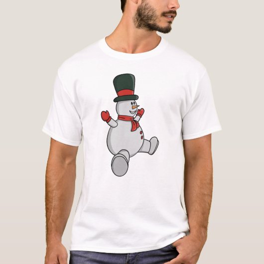 Whimsical Snowman with Top Hat and Scarf Tシャツ (正面)