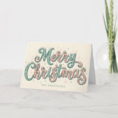 Whimsical Snowy Script Merry Christmas シーズンカード (正面)