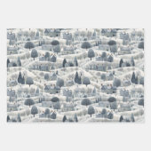 Whimsical Snowy Winter Village Holiday Pattern  ラッピングペーパーシート (正面3)