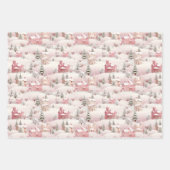 Whimsical Snowy Winter Village Holiday Pattern  ラッピングペーパーシート (正面2)