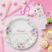 Whimsical Soft Wildflowers Cottage Garden Wedding ペーパープレート (パーティー)