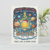 Whimsical Solar System Christmas Party with people カード (スタンド正面)