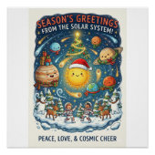 Whimsical Solar System Christmas Party with people ポスター (正面)