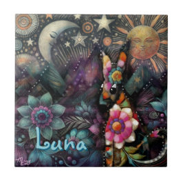 Whimsical Southwest Coyote Animal Personalized タイル