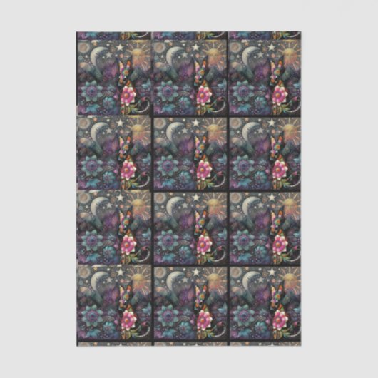 Whimsical Southwest Coyote Tiled Decoupage 薄葉紙 (正面)