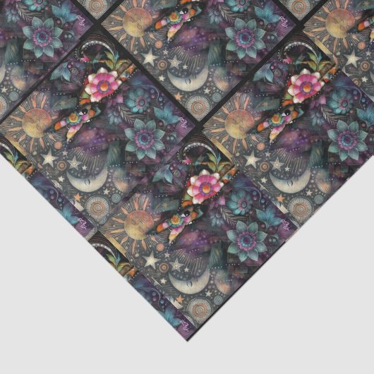 Whimsical Southwest Coyote Tiled Decoupage 薄葉紙 (詳細)