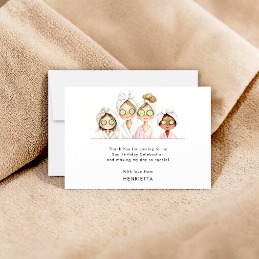 Whimsical Spa Party Birthday Thank You Notes サンキューカード