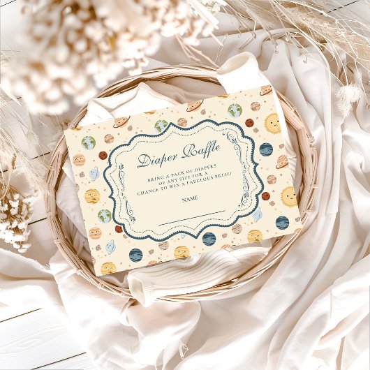 Whimsical Space Nursery Diapper Raffle エンクロージャーカード