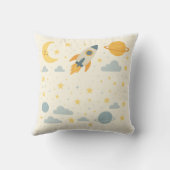 Whimsical Space Nursery Throw Pillow Planets Stars クッション (裏面)