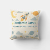 Whimsical Space Nursery Throw Pillow Planets Stars クッション (正面)
