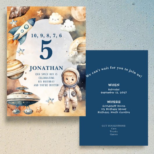 Whimsical Space Personalized Birthday Invitation 招待状