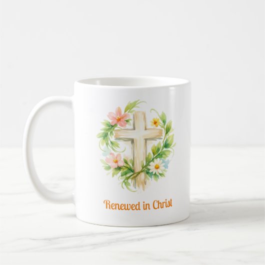 Whimsical Spring Cross Mug - Custom Easter Design コーヒーマグカップ (左)
