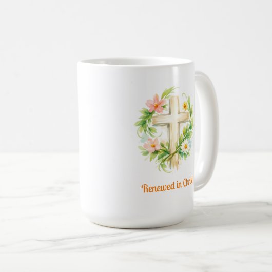 Whimsical Spring Cross Mug - Custom Easter Design コーヒーマグカップ (正面右)