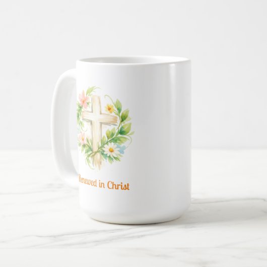 Whimsical Spring Cross Mug - Custom Easter Design コーヒーマグカップ (正面左)