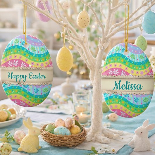 Whimsical spring Egg personalized セラミックオーナメント